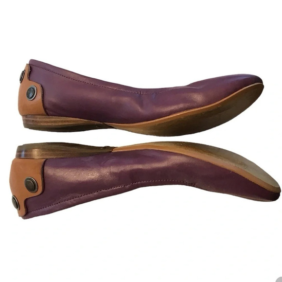 B. Makowsky Remi Leather Slip On Ballet Flats Purple Tan Studded Flat shoes Sz 7 - Picture 5 of 8